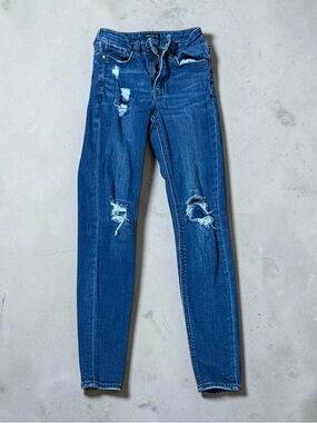 Warehouse Navy Ripped Skinny Jeans